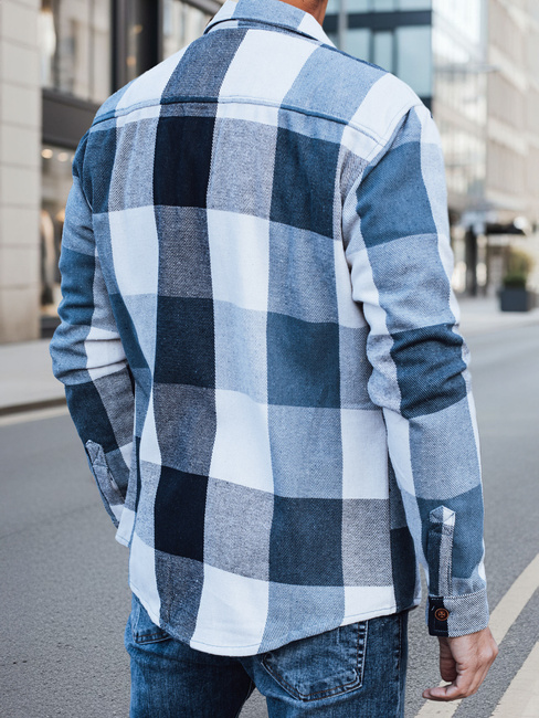 Koszula męska flanelowa w kratę niebieska Dstreet DX2676