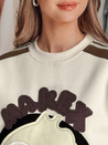 Bluza damska oversize z naszywkami CUTE MAKEX beżowa Dstreet BY1492