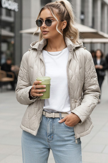 Kurtka damska  pikowana z kapturem jasnoszara Dstreet TY5535