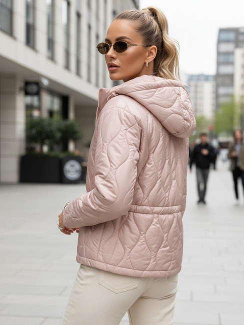 Kurtka damska pikowana z kapturem jasnoróżowa Dstreet TY5532