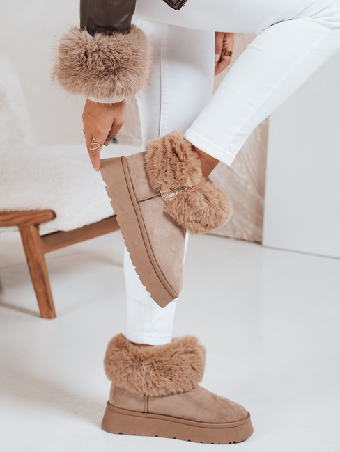 Śniegowce damskie z futerkiem beżowe Dstreet ZY1056