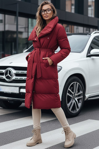 Płaszcz damski długi pikowany FAVI bordowy Dstreet TY4961