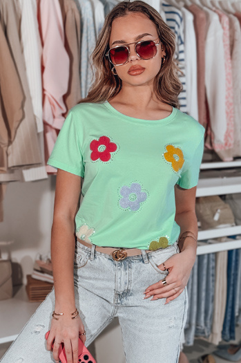 T-shirt damski w kwiaty DAISYLA miętowy Dstreet RY2743