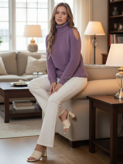 Sweter damski GOLFIVA lila Dstreet MY2409