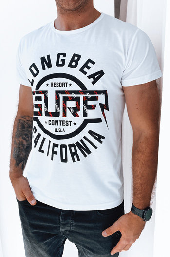 T-shirt męski z nadrukiem biały Dstreet RX5258