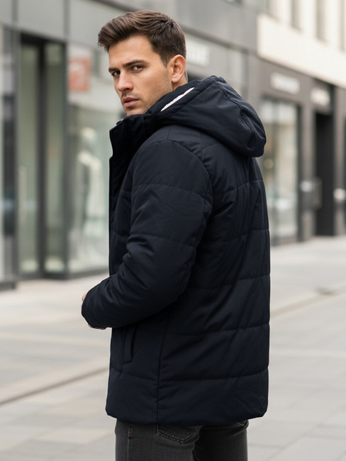Kurtka męska zimowa z kapturem granatowa Dstreet TX5043