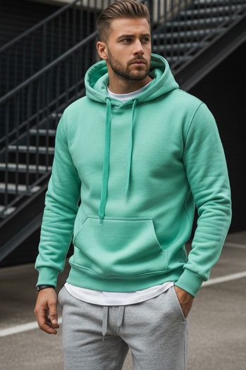 Bluza męska z kapturem miętowa Dstreet BX4946