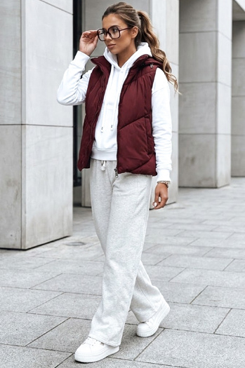 Kamizelka damska pikowana LIKEHUGS bordowa Dstreet TY4976