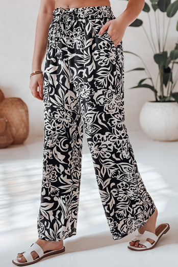 Spodnie damskie materiałowe wide leg TROPICAL SUN czarne Dstreet UY2634