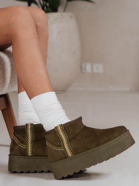 Śniegowce damskie zamszowe zielone Dstreet ZY1295