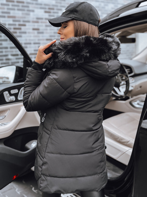 Kurtka damska pikowana z futerkiem czarna Dstreet TY3989