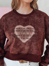 Bluza damska oversize tie-dye z sercem DESSER bordowa Dstreet BY1463