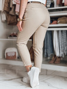 Spodnie damskie slim fit z paskiem TAIRONIK ciemnobeżowe Dstreet UY2545