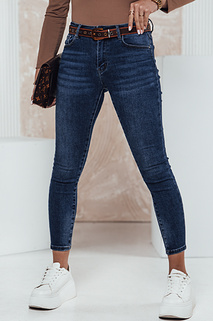 Spodnie jeansowe damskie DENIMFITT skinny z paskiem niebeiskie Dstreet UY2321