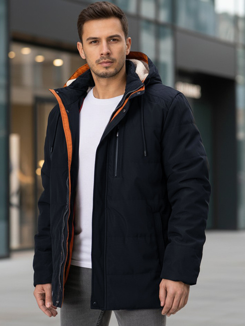 Kurtka męska zimowa z kapturem granatowa Dstreet TX5043