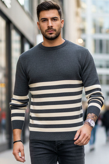 Sweter męski w paski ciemnoszary Dstreet WX2133