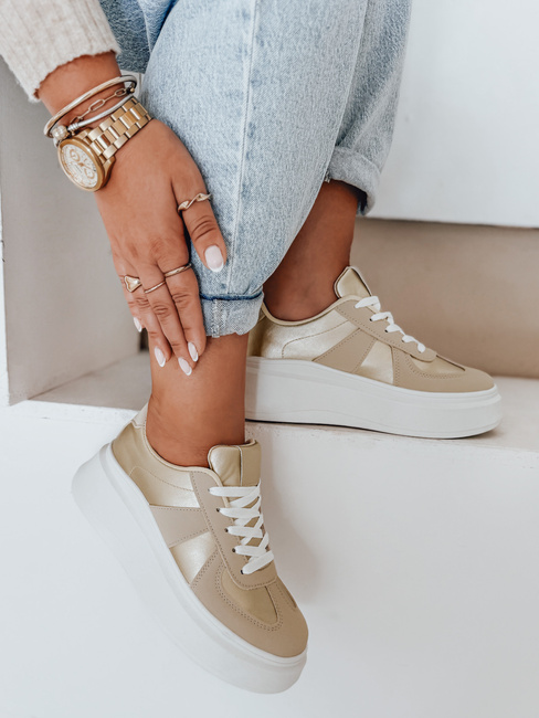 Sneakersy damskie na platformie MODNIKKI złote Dstreet ZY1004