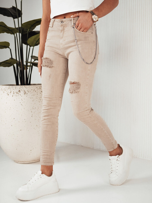 Spodnie damskie jeansowe ALEX ciemnobeżowe Dstreet UY1876