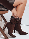 Botki na obcasie z marszczoną cholewką brązowe Dstreet ZY1040
