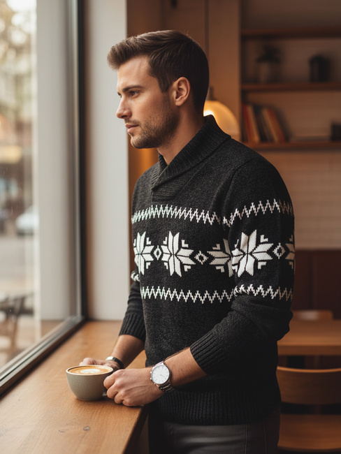 Sweter męski czarny Dstreet WX2268