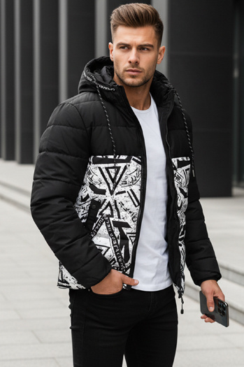 Kurtka męska zimowa pikowana z kapturem czarna Dstreet TX5131
