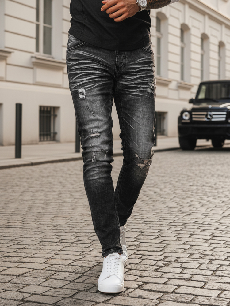 Štýlové čierne džínsové nohavice