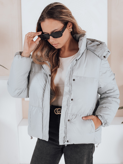 Kurtka przejściowa skórzana damska COLLAR szara Dstreet TY5190