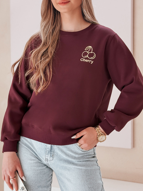 Bluza damska oversize z haftem CHERSOFT śliwkowa Dstreet BY1399