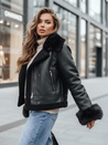 Kurtka damska skórzana z futerkiem czarna Dstreet TY5244z