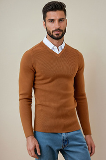 Sweter męski kamelowy Dstreet WX2290