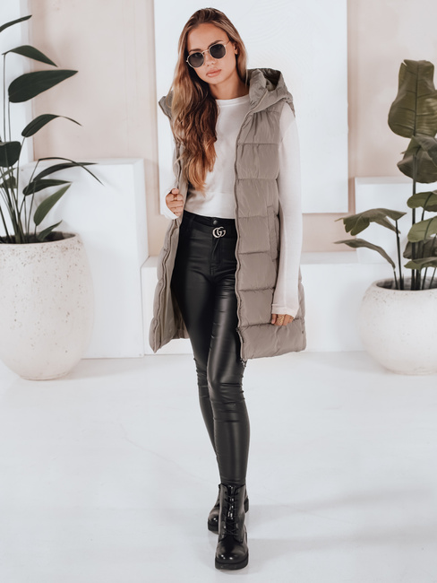 Kamizelka damska pikowana BRITA beżowa Dstreet TY3267