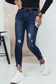 Spodnie jeansowe damskie ZIPDETAIL push up niebieskie Dstreet UY2306