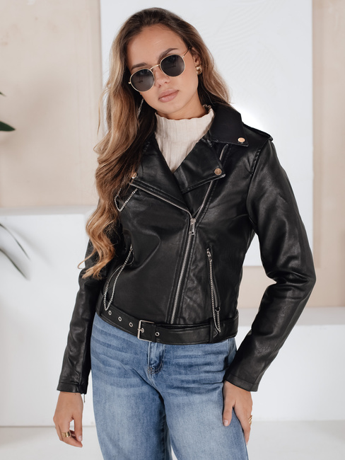 Kurtka skórzana damska ramoneska czarna Dstreet TY5200