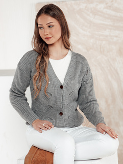 Sweter damski rozpinany KNITVIA jasnoszary Dstreet MY2401_1