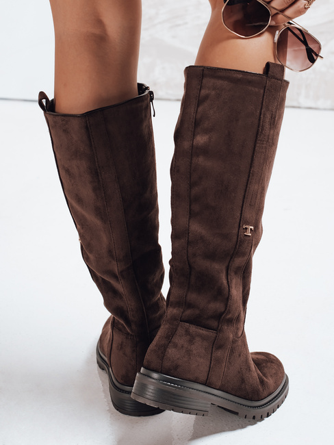 Kozaki damskie zamszowe brązowe Dstreet ZY1142