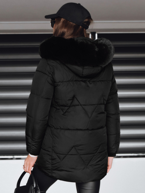 Kurtka damska zimowa pikowana z kapturem czarna Dstreet TY5330