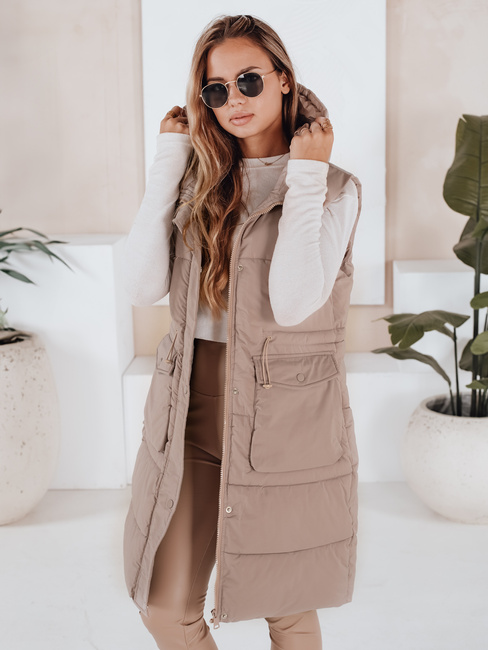 Kamizelka damska pikowana LADISA beżowa Dstreet TY3289