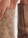 Kozaki damskie zamszowe z szeroką cholewką khaki Dstreet ZY1099