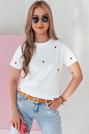 T-shirt damski oversize w serca ROMAFINA biały Dstreet RY2889