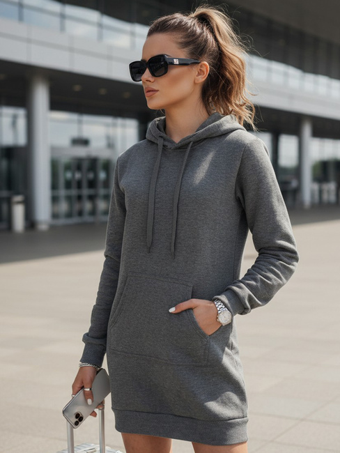 Bluza damska długa z kapturem oversize TIMMY ciemnoszara Dstreet EY1938