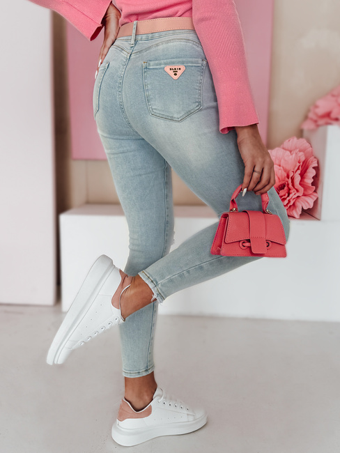 Spodnie damskie jeansowe skinny z paskiem SLIMIVI niebieskie Dstreet UY2423
