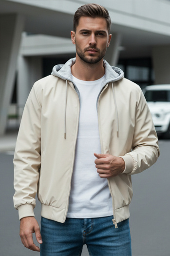 Kurtka męska bomberka z kapturem biała Dstreet TX5020