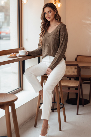 Sweter damski LACEONIA beżowy Dstreet MY2404