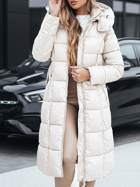 Kurtka damska zimowa pikowana z kapturem biała Dstreet TY5491