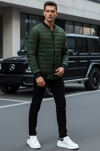 Kurtka męska pikowana bomber jacket zielona TX2211A