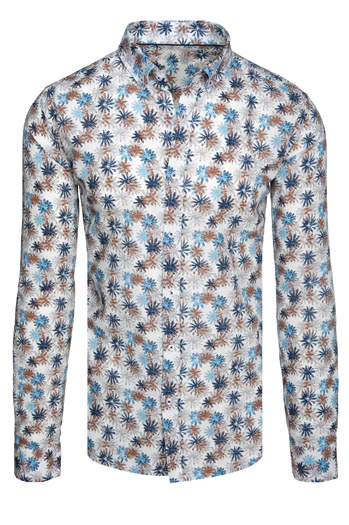 Koszula męska w kwiaty biała Dstreet DX2646