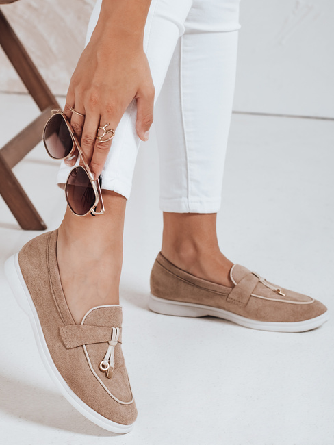 Mokasyny damskie zamszowe beżowe Dstreet ZY1050