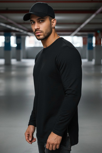 Longsleeve męski czarny Dstreet LX0559