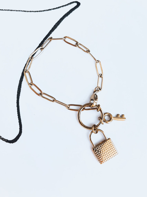 Bransoletka LOCK KEY złota Dstreet LY0099