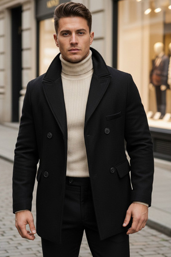 Płaszcz męski czarny Dstreet CX0433